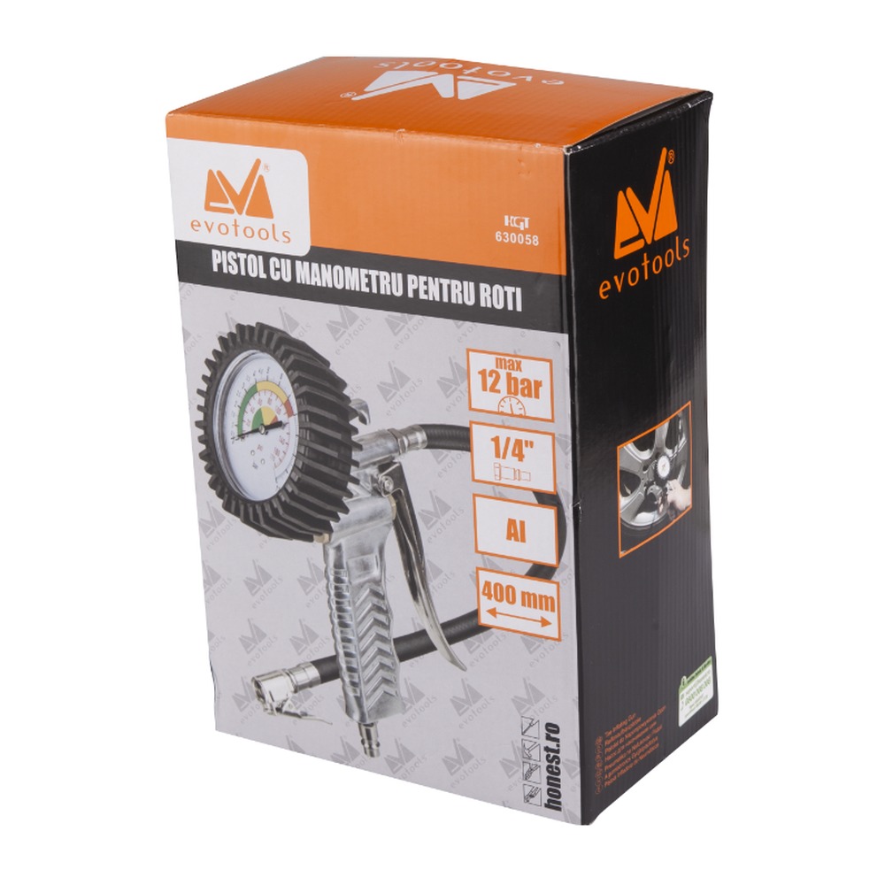 Pistol cu manometru pentru roti 400 mm 12 bari