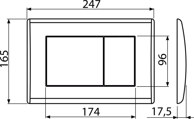 Clapetă de acţionare pentru rezervor încastrat, cromat-lucios
