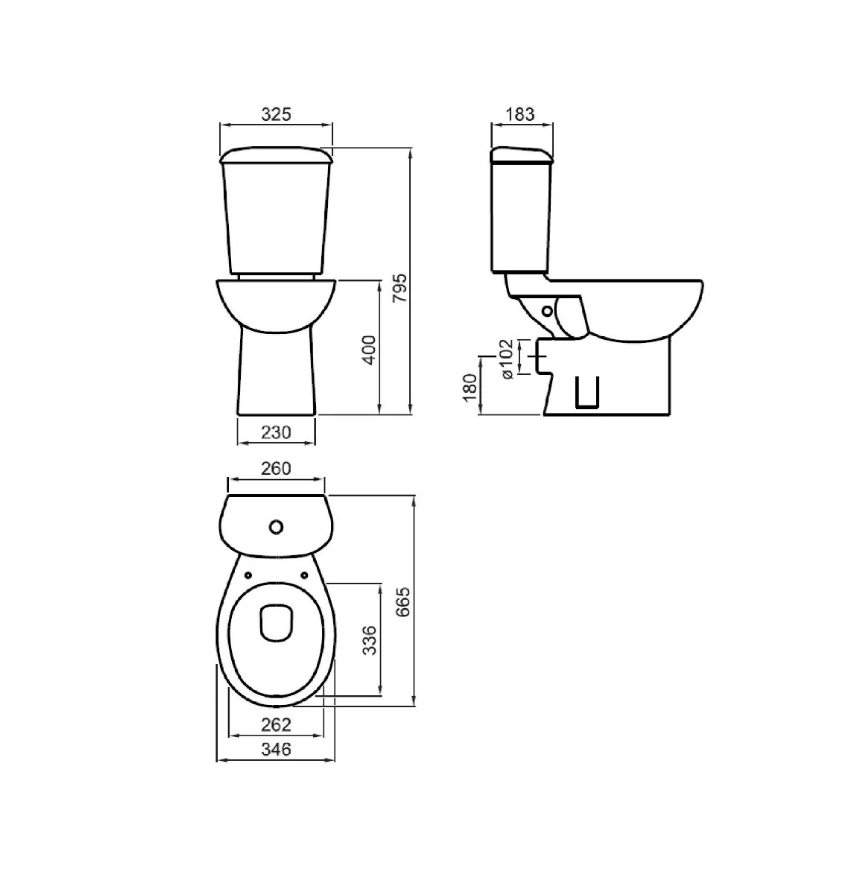 Set Enjoy N evacuare verticală, (pack WC MNBL+rezervor ceramic cu mecanism+capac)