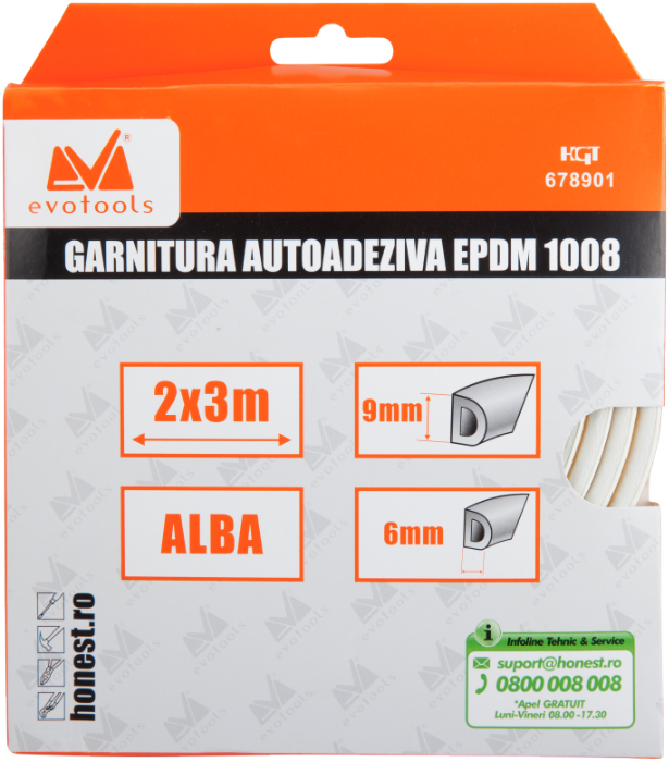 GARNITURA AUTOADEZIVA EPDM 1008 PROFIL D 2*3M MARO