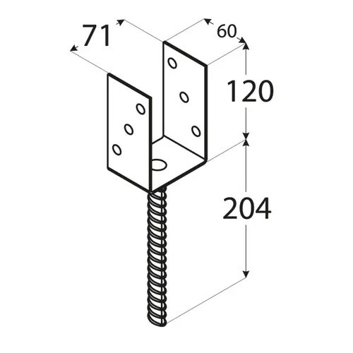 PS 70 U Suport stâlp clasic 71x120x4 mm (sarcină grea)