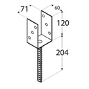 PS 70 U Suport stâlp clasic 71x120x4 mm (sarcină grea)