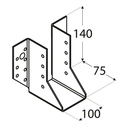 Papuc tip A din oțel zincat pentru grindă lemn, 100x140x72x2 mm
