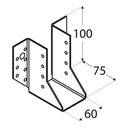Papuc tip A din oțel zincat pentru grindă lemn, 60x100x75x2 mm