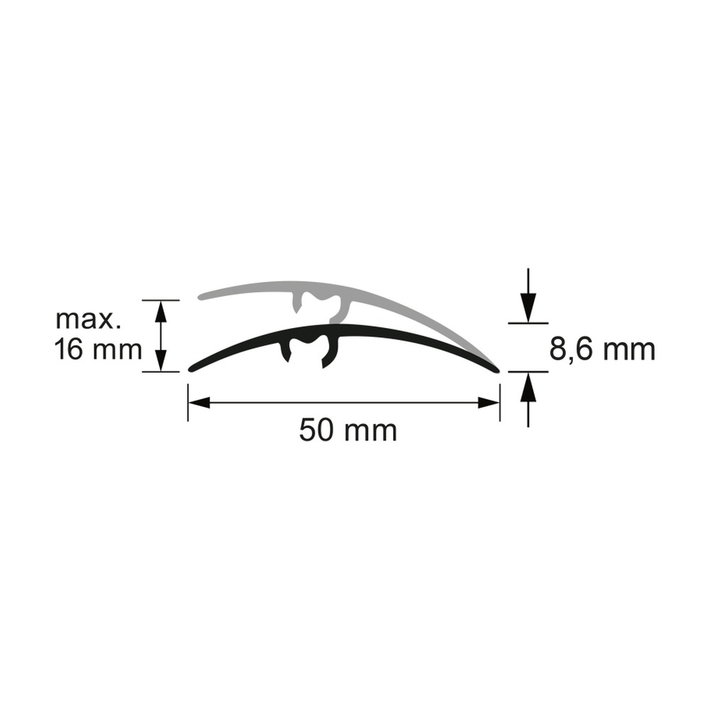 Profil trecere din aluminiu S65, nuc, latime 50 mm, lungime 93 cm
