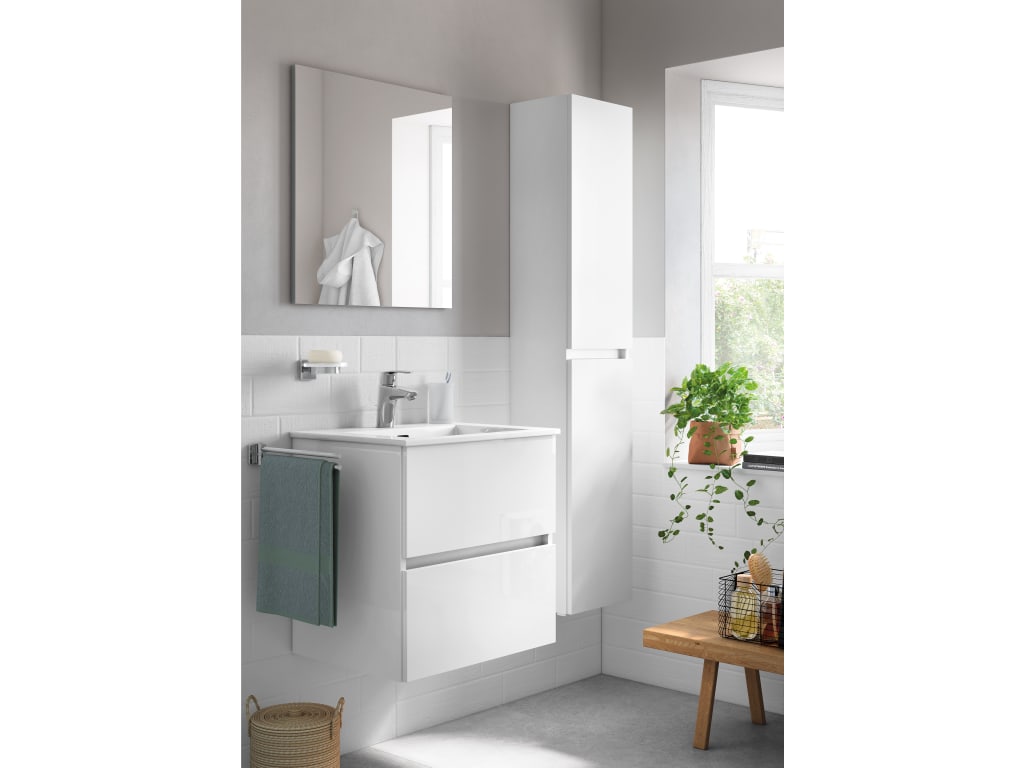 Set mobilier alb Roca Cube Unik (mască cu două sertare și lavoar), 800 mm