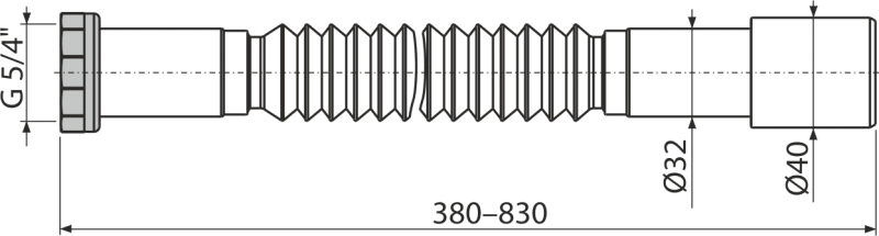 Racord flexibil A76 cu piuliță metalică, 1 1/4"x32/40 