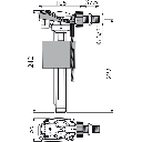 Flotor pentru rezervor WC din ceramică alimentare laterală cu filet alamă, 3/8"