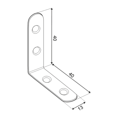 Coltar mic tamplarie, FKW 40 Colțar 40x40x13x2,0 mm (pachet 4 buc.)