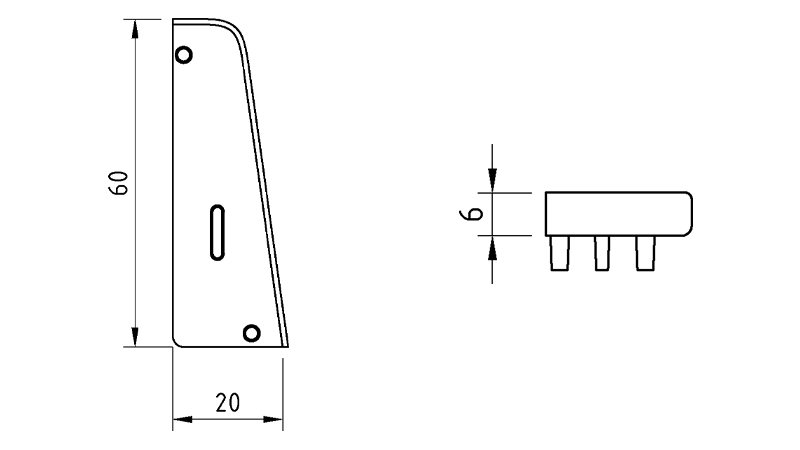 Capete pentru plintă MDF, alb, dimensiuni 60 mm, 2 buc/set