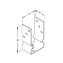 Suport stâlp tip U 101x150x60x4,0 mm, zincat fixare în șuruburi