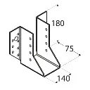 Papuc tip A din oțel zincat pentru grindă lemn, 140x180x75x2 mm