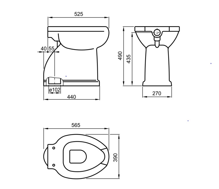 Vas WC pentru persoane cu dizabilități Fayans B-LIBERO, evacuare orizontală, alb