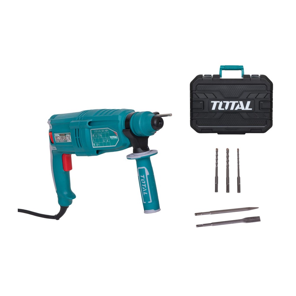 TOTAL Ciocan Rotopercutor 800W, 2.5J, SDS+, 3 burghie + dalta, cutie transport