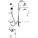 Coloană de duș cu baterie Fayans Phoenix-N, duș fix Ø23 cm, pară duș 3 funcții, crom
