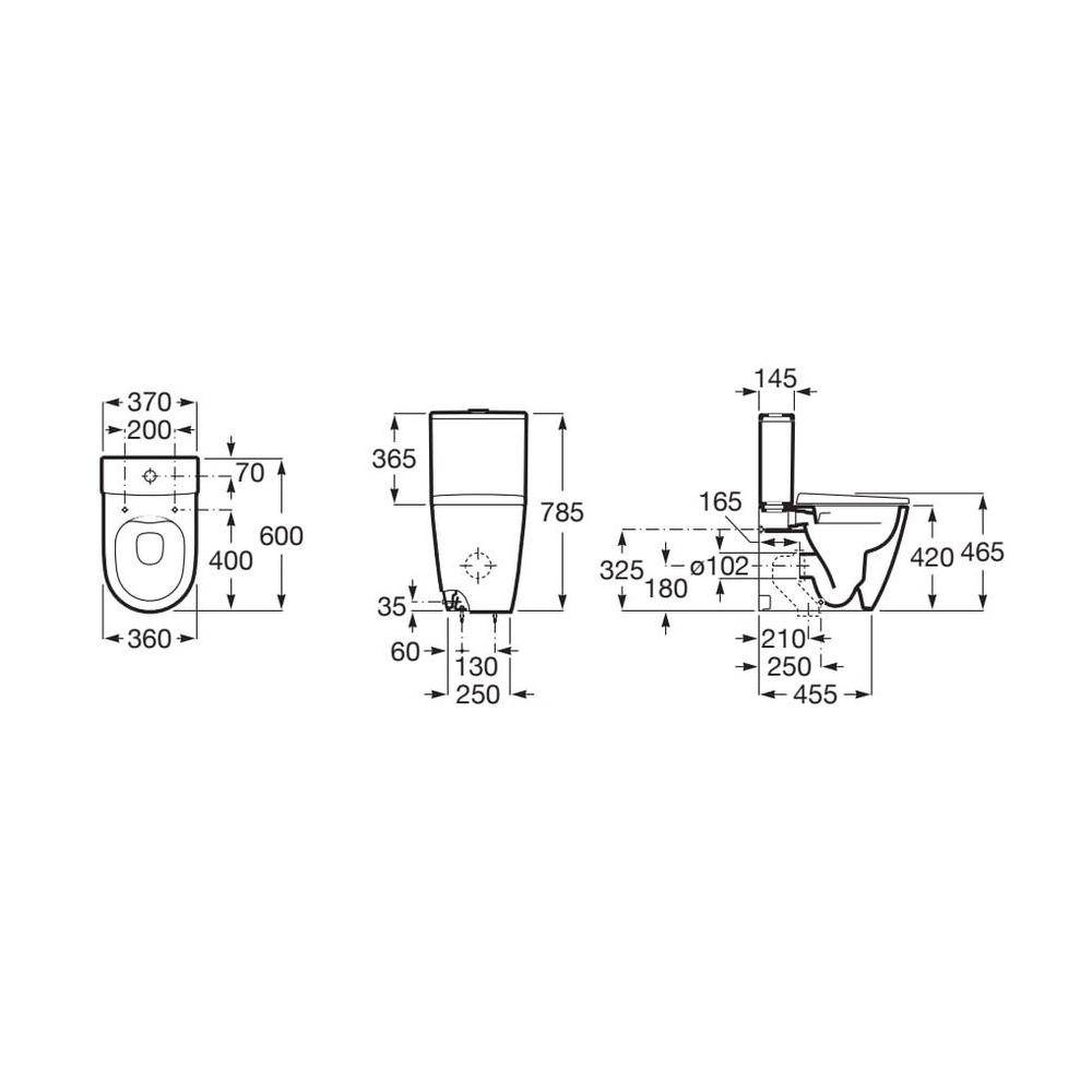 Vas WC stativ compact, Rimless, lipit de perete, evacuare dublă