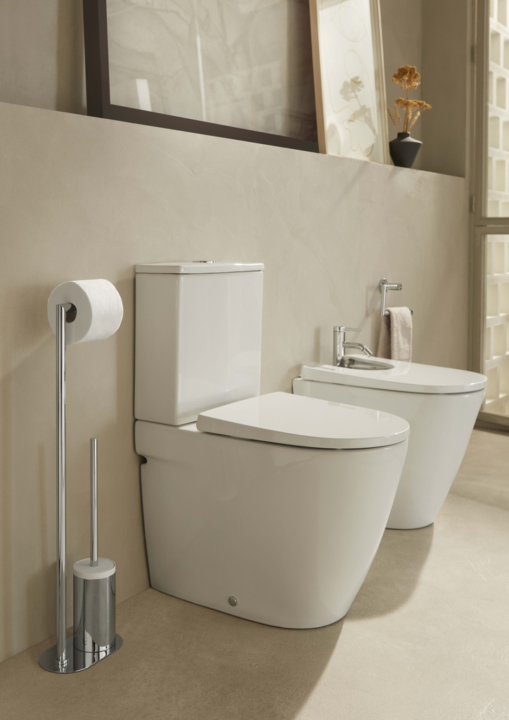 Vas WC stativ compact, Rimless, lipit de perete, evacuare dublă