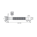 Racord flexibil-extensibil cu ieșire Ø32-40 și ventil cu grătar din inox 1”1/2 cu dop cu mâner