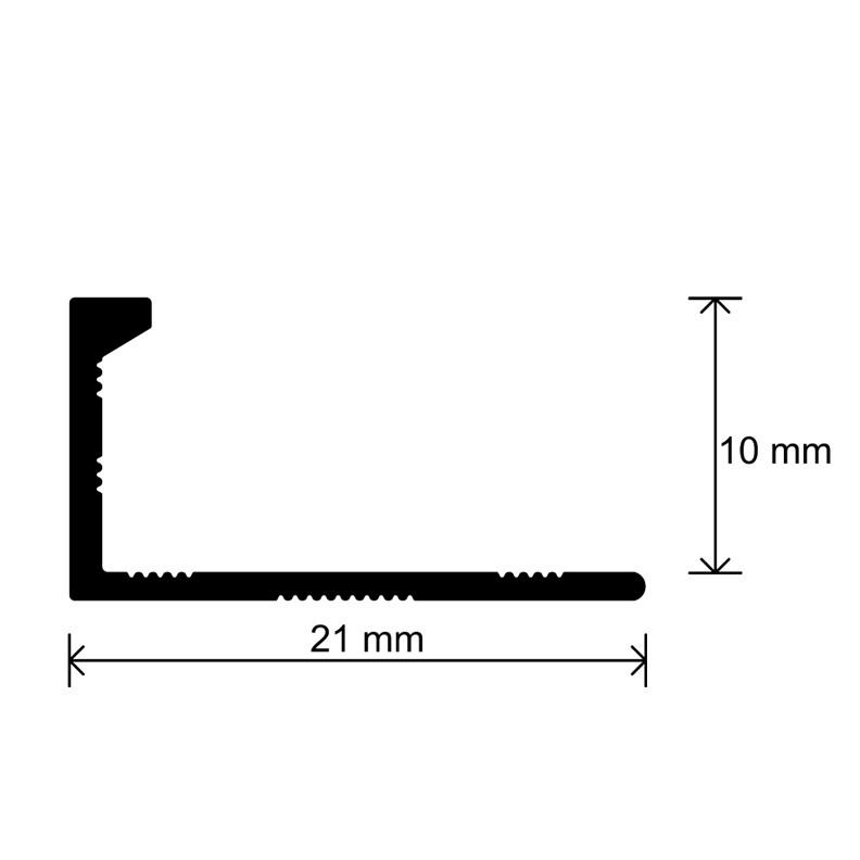 Profil ALUMINIU terminal L TS100 2,5M argintiu