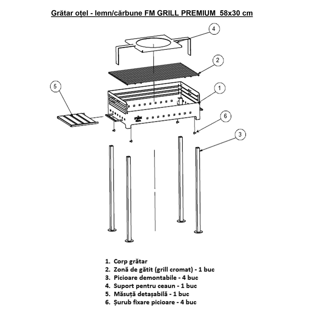 GRATAR OTEL LEMN-CARBUNE PREMIUM 58*30CM