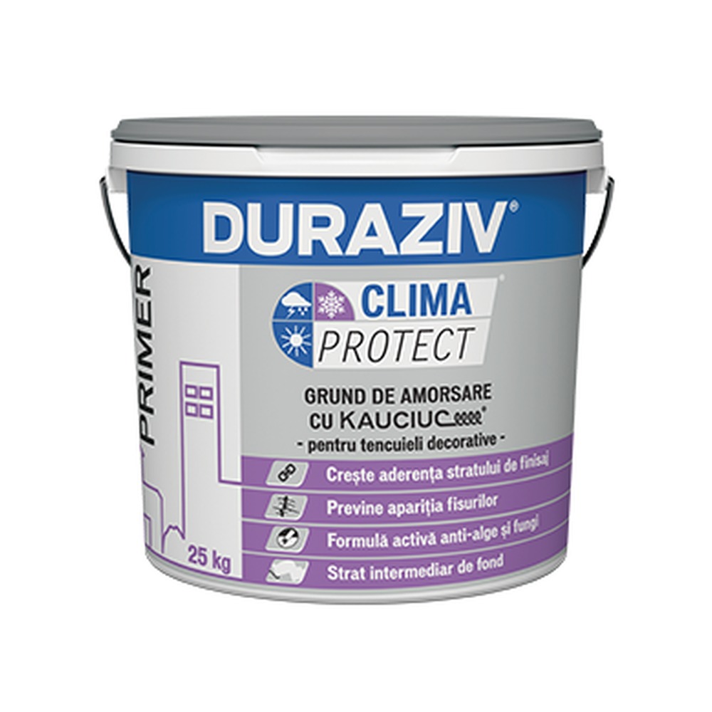 [P004230] DURAZIV Clima Protect® cu Kauciuc® - Primer Alb, anti-alge şi fungi, pentru vopsele şi tencuieli decorative structurate 25 kg