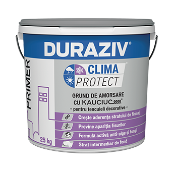 DURAZIV Clima Protect® cu Kauciuc® - Primer Alb, anti-alge şi fungi, pentru vopsele şi tencuieli decorative structurate 25 kg