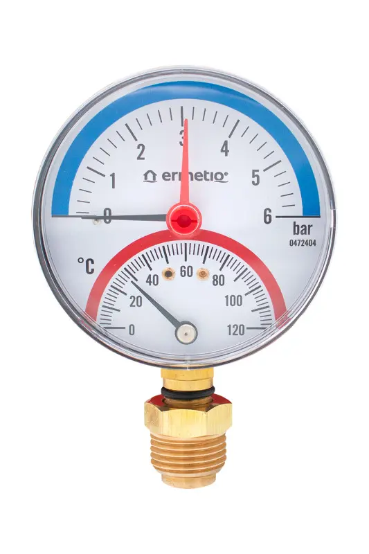 Termomanometru Ermetiq BAR-AT06L, 6 bari, 120°C, filet 1/2", montaj radial