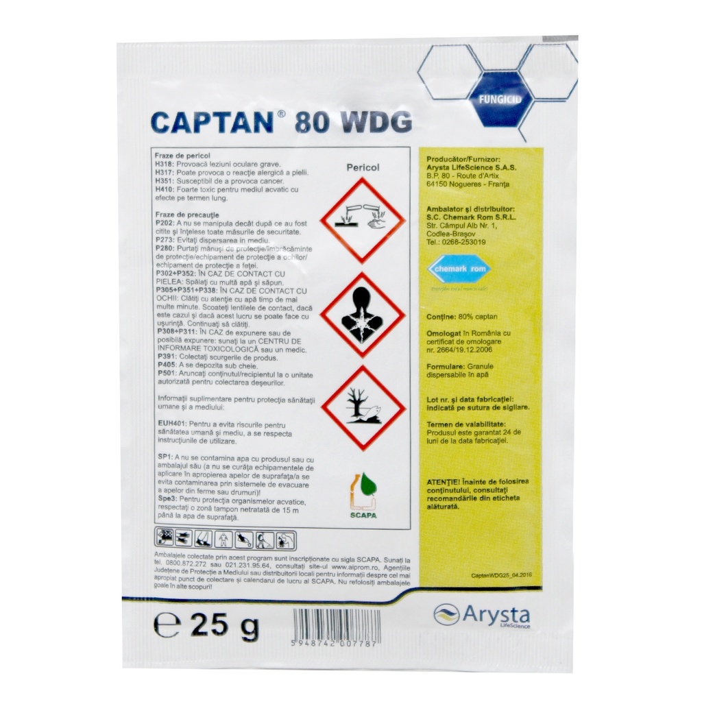 Fungicid CAPTAN 80 WDG - 25 gr