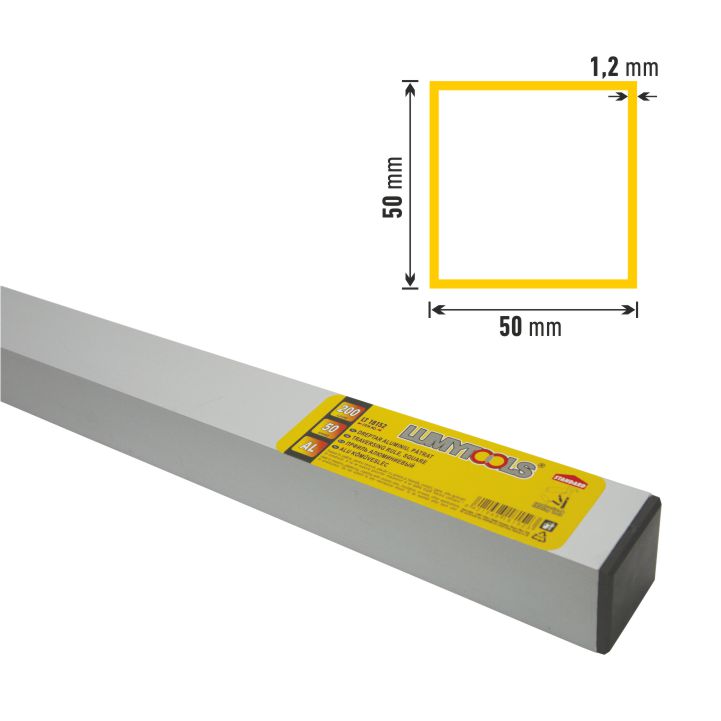 Dreptar aluminiu patrat 1.2 mm, 50x50x200 cm
