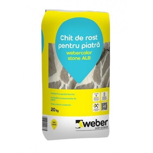 Chit de rosturi Webercolor Stone Alb, 20 kg, pentru piatră, interior/exterior