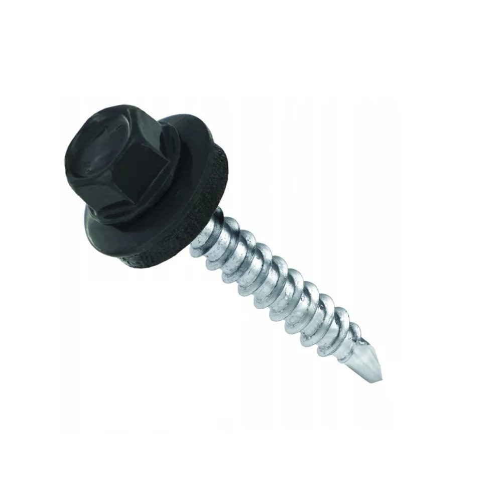 Șurub autoforant cu cap HEX 4.8x35 mm, șaibă EPDM Ø14 mm, RAL 7016 prindere pe lemn, 100 bucăți