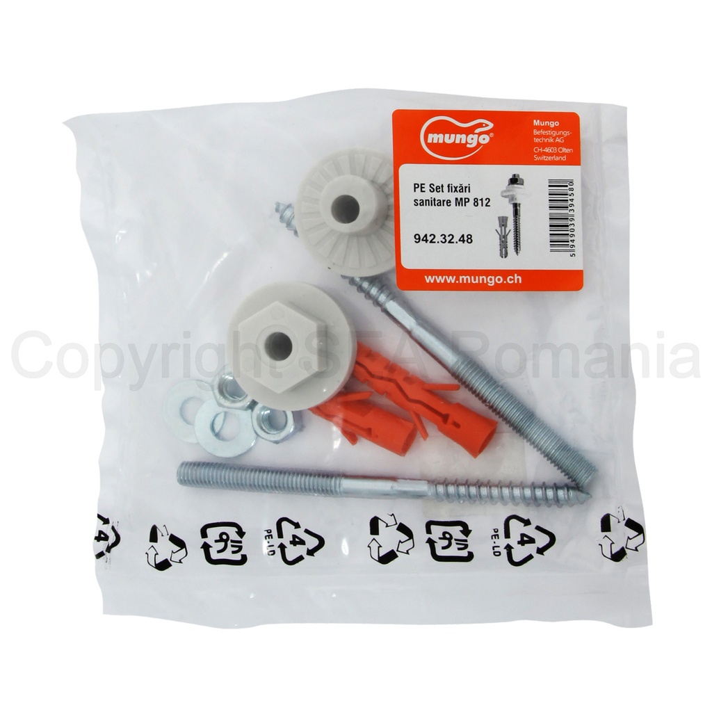 Set fixari sanitare cu piulita/ saiba si diblu cu prezon - MP 812 - 2 buc