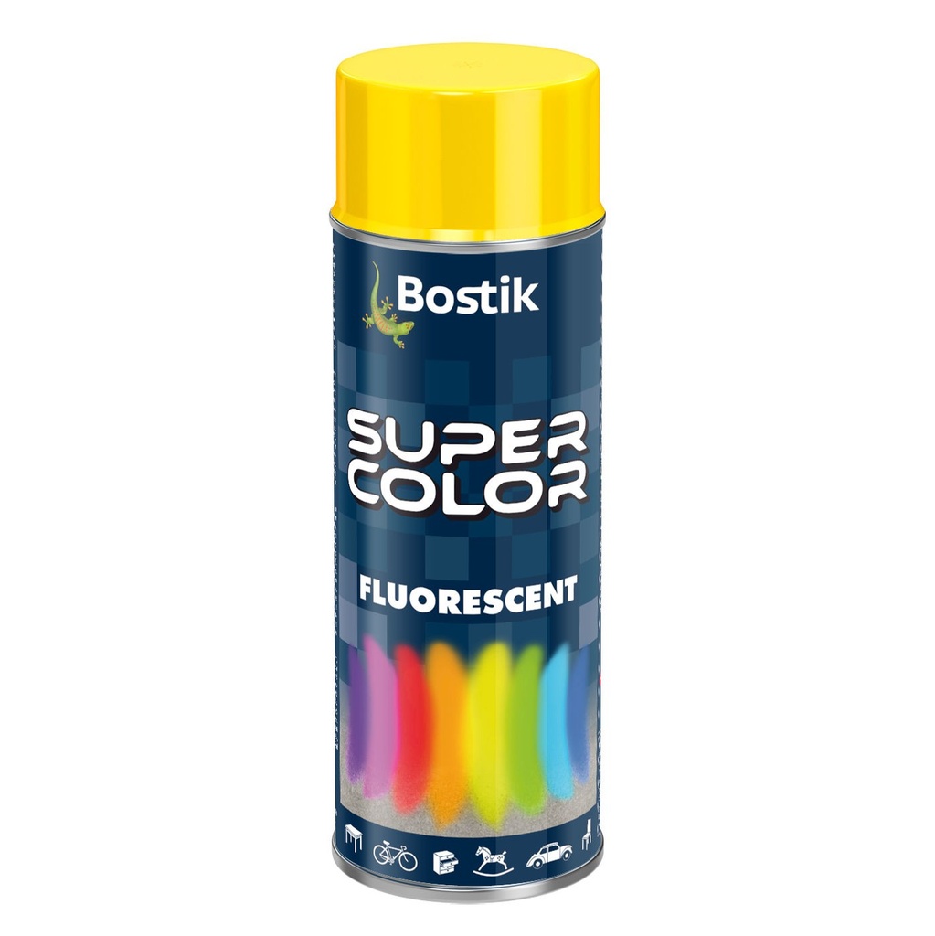 Spray vopsea Bostik Color Universal, galben fluorescent interior/exterior, 400 ml