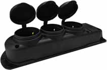 Triplu ștecher din cauciuc 3 prize cu împământare, negru