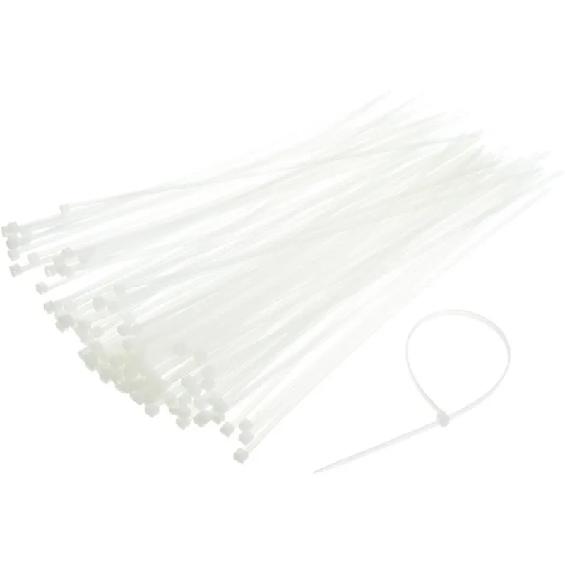 Coliere rapide din plastic alb, 4.6x200 mm, 100 bucăți