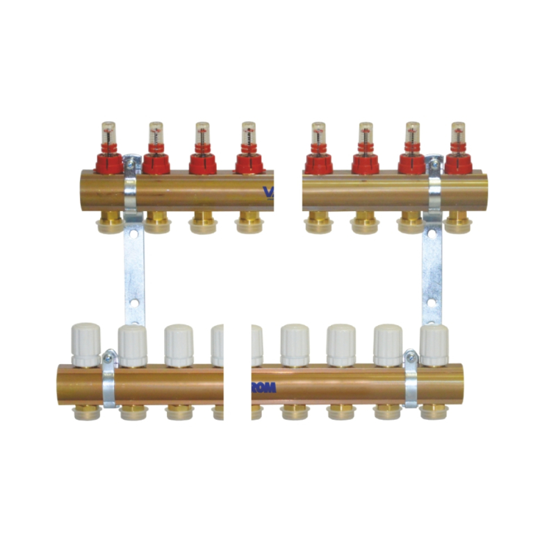 Kit distribuitor-colector cu debitmetre eurocon PEXKIT D. 1'' și 10 căi