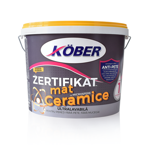 Vopsea ultralavabilă mat albă Zertifikat cu microsfere ceramice, interior/exterior, 8.5 l