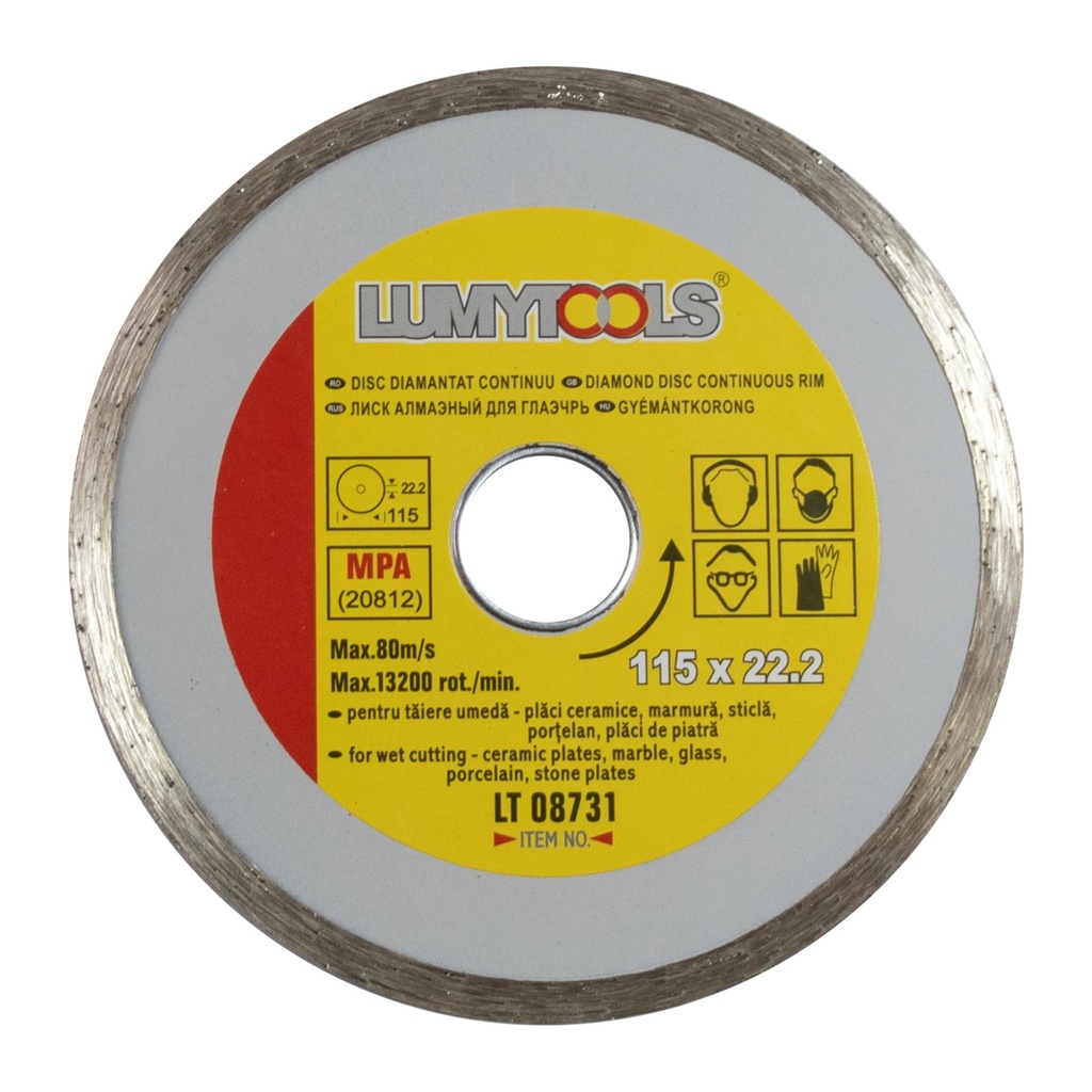 Disc diamantat continuu 115 mm, taiere umeda