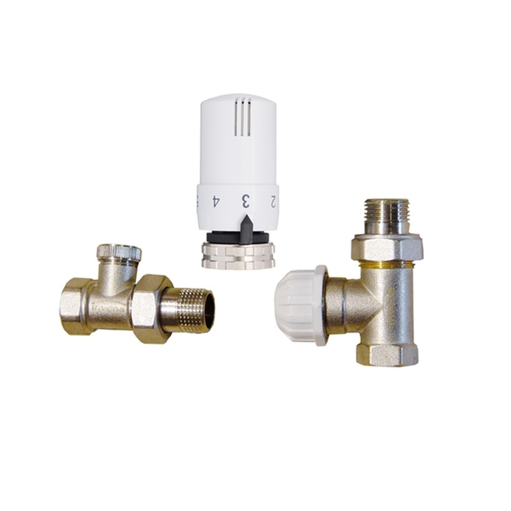 Robineti termostatati drepti Invena PROV 1/2”, cu cap termostatic, alb