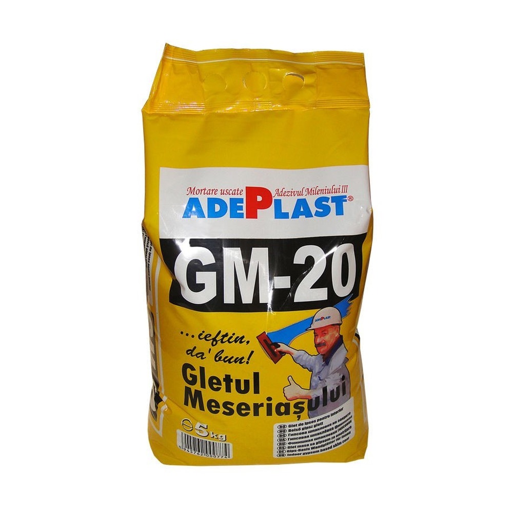 Gletul Meseriașului ADEPLAST GM-20 pe bază de ipsos pentru interior alb 5 kg