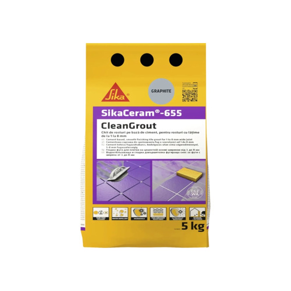 Chit de rosturi gresie și faianță SikaCeram 655 CleanGrout Graphite, 5 kg