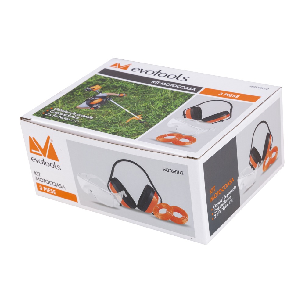Kit motocoasa 1 ochelari, casti de protectie, 2 role fir nylon.