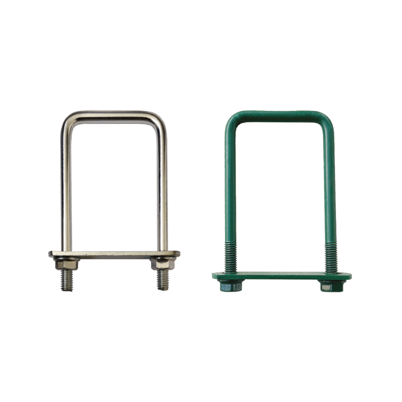 Bride RAL 6005, pentru fixarea panourilor de gard pe stâlpi rectangulari, 6x60x40 mm