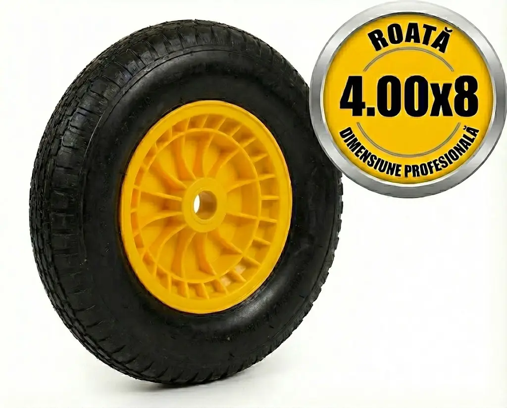 Roată roabă pneu cu jantă pvc, 4.00 x 8