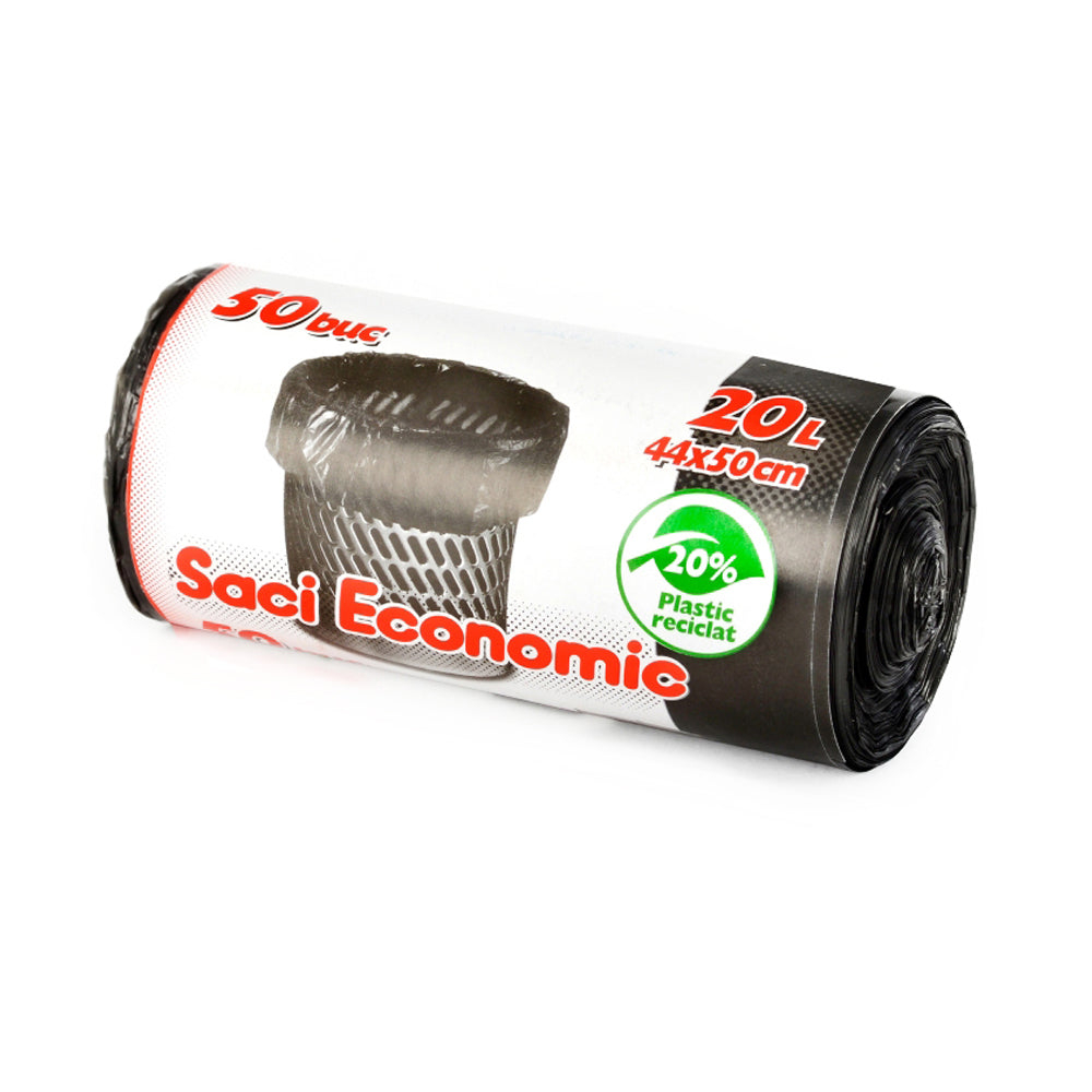 Saci menajeri negri economic 20 l, 50 buc/rolă