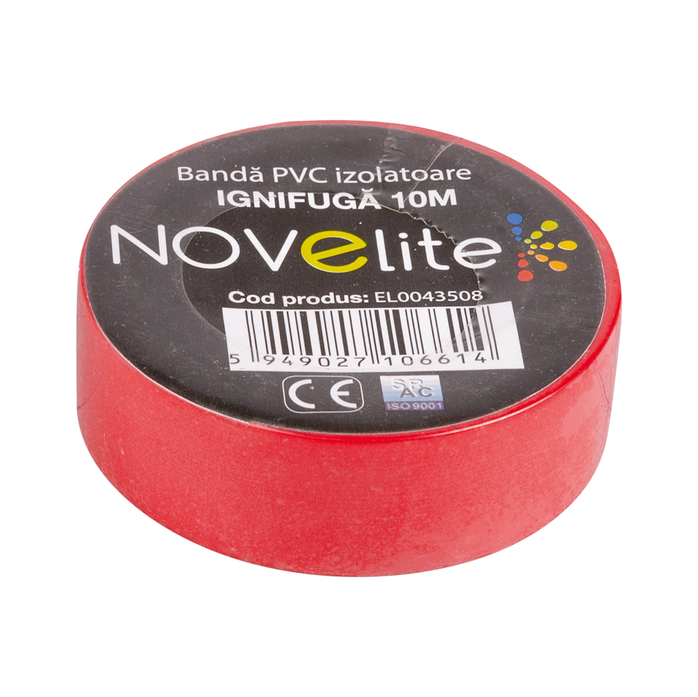 Bandă izolatoare Novelite roșu, 19 mm x 10 ml