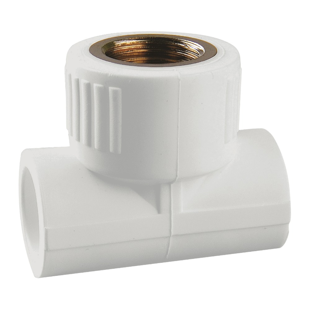 Teu PP-R alb cu filet interior, 20x1/2”x20 mm