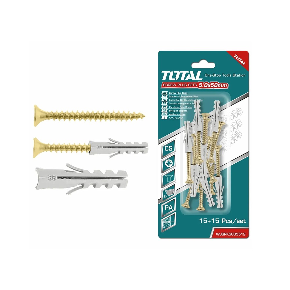 Set dibluri cu suruburi TOTAL - 10 buc, set - ST5.0x50mm
