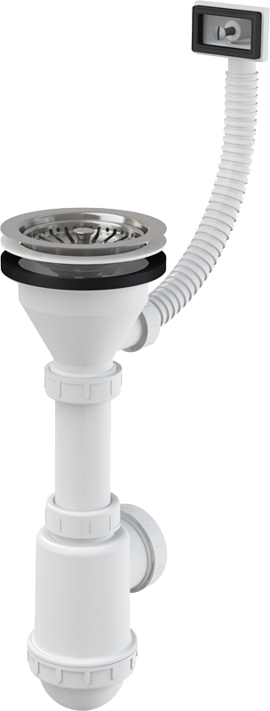 Sifon chiuvetă cu sită A447-DN50/40 din oţel inoxidabil DN115 şi preaplin flexibil