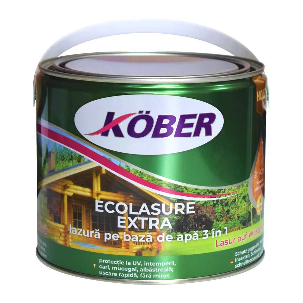 Lazură pe bază de apă alb KOBER ECOLASURE extra 2.5 l